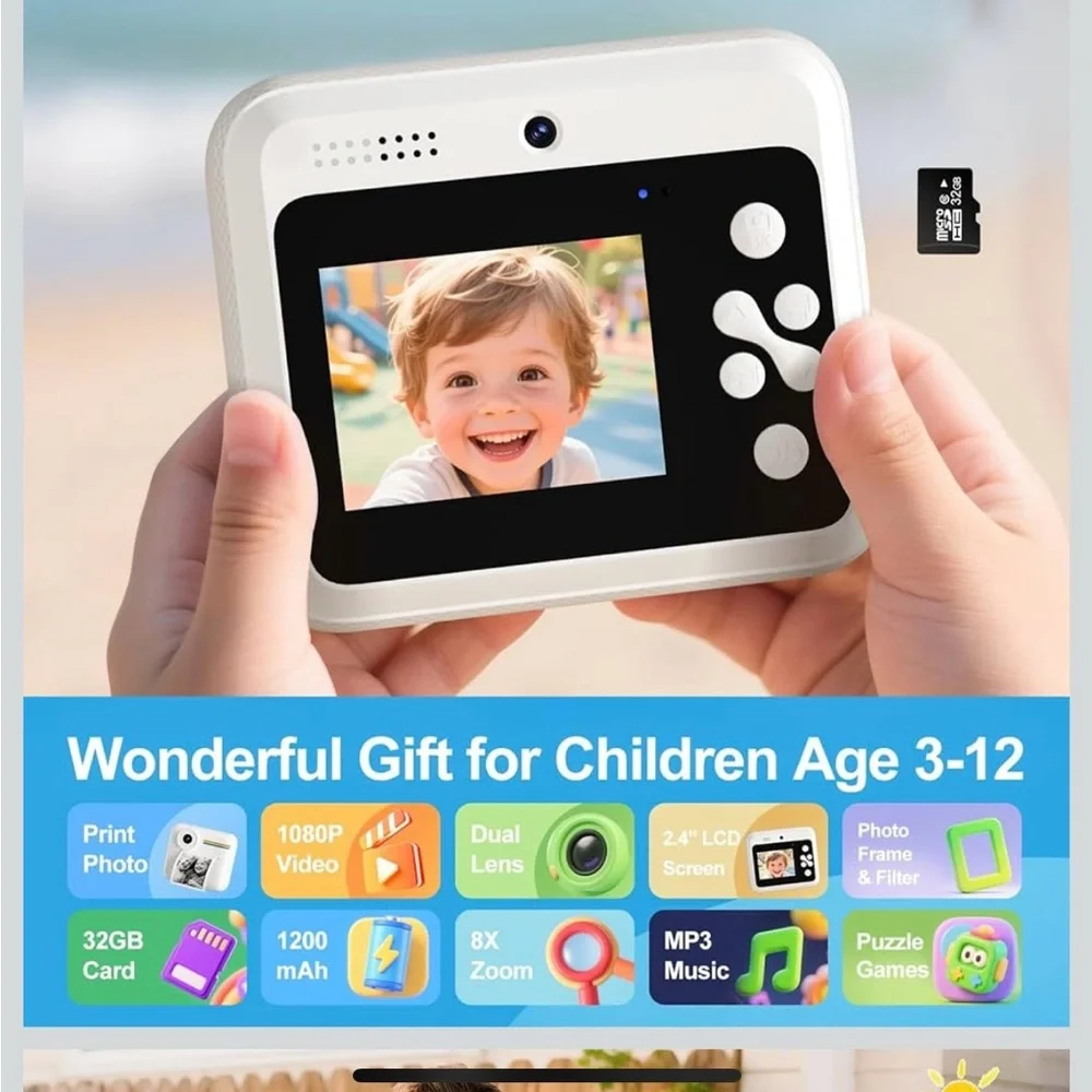 OTJ Kids Insta Print Dual Camera White Rainbow Kids Camera BNIB Gift Toy!!!